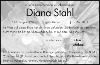 Traueranzeige von Diana Stahl von Pegnitz-Zeitung